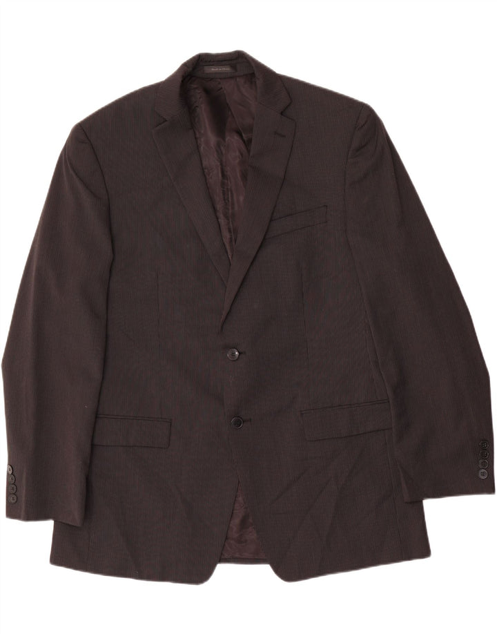 CALVIN KLEIN Mens 2 Button Blazer Jacket UK 42 XL Black Pinstripe Wool