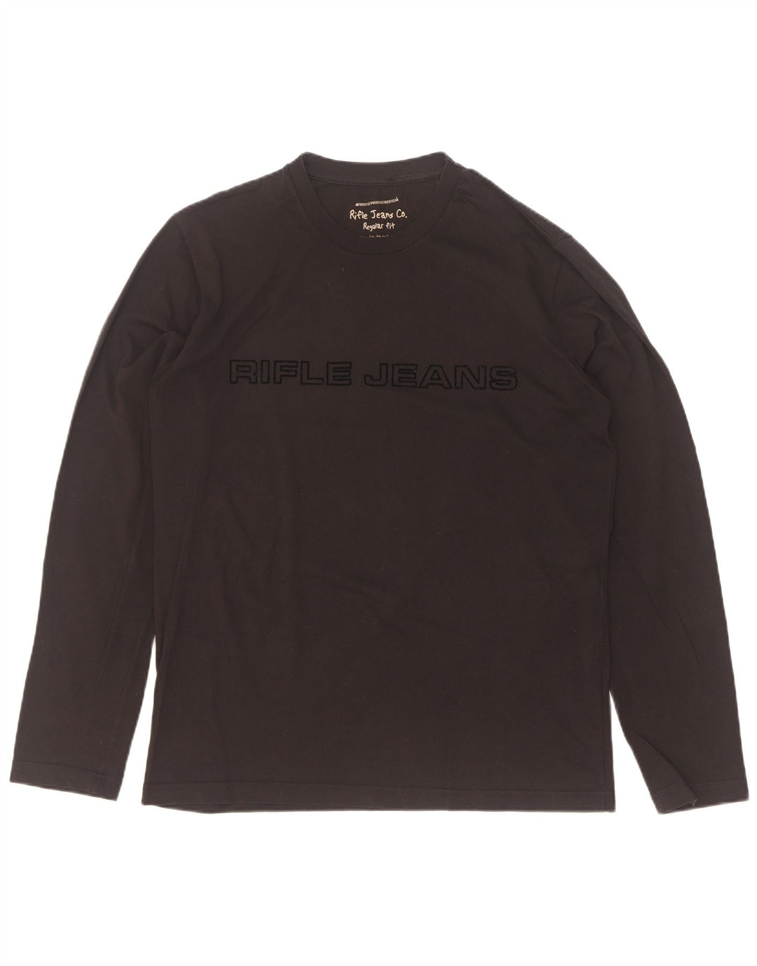 Rifle Mens Regular Fit Graphic Top Long Sleeve XL Black Cotton