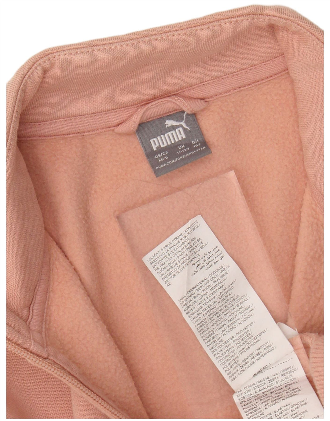 PUMA Girls Graphic Tracksuit Top Jacket 11-12 Years Pink Cotton