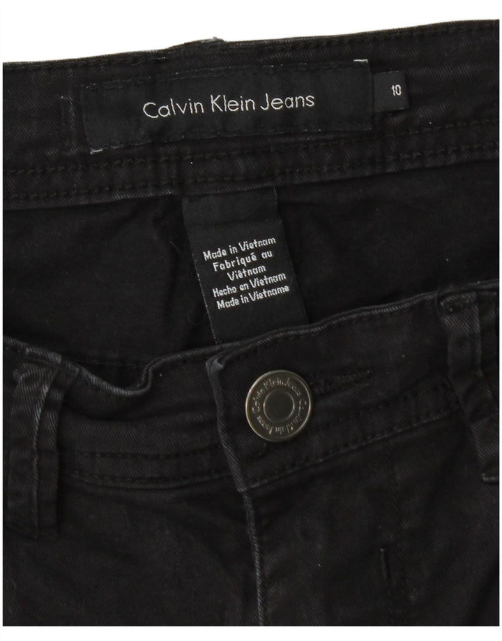 CALVIN KLEIN Womens Mid Rise Denim Shorts US 10 Large W30 Black Cotton