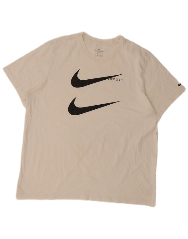 Nike Mens Swoosh Graphic T-Shirt Top 2XL White Cotton