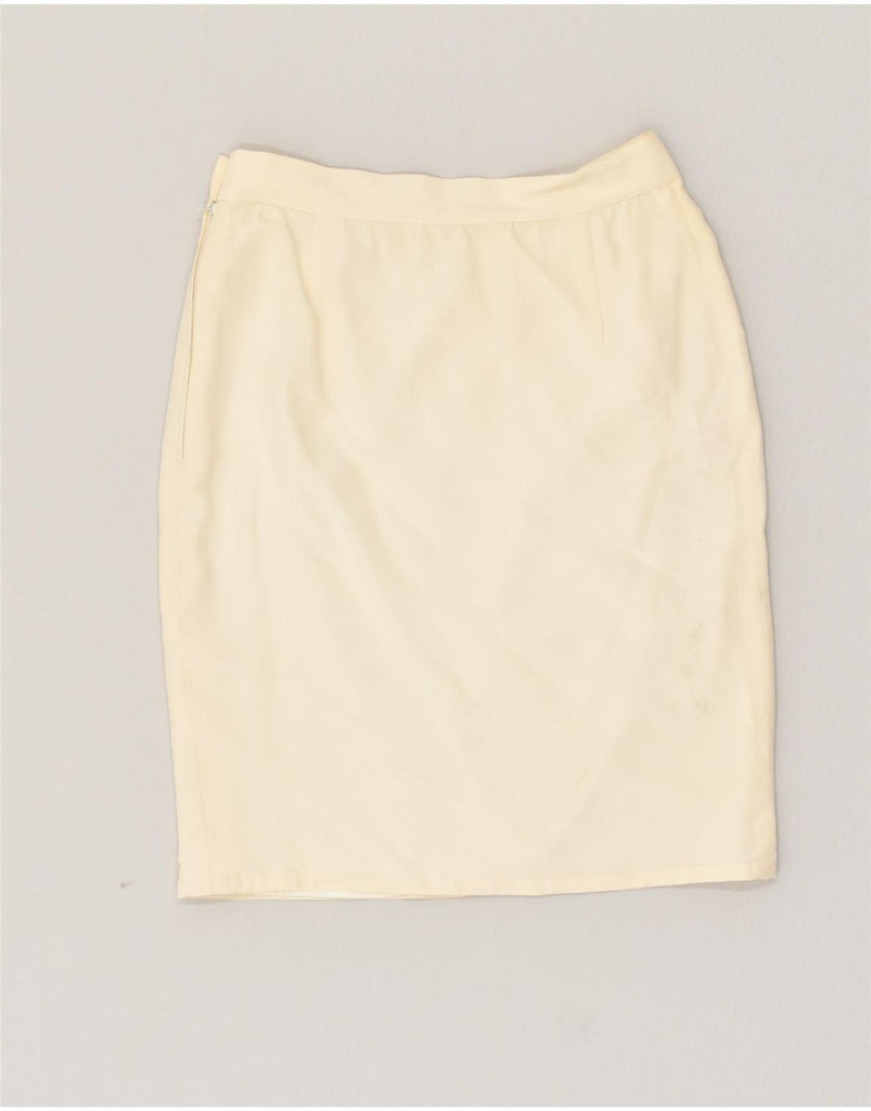 MILA SCHON Womens Pencil Skirt IT 44 Medium W28  Off White Silk | Vintage Mila Schon | Thrift | Second-Hand Mila Schon | Used Clothing | Messina Hembry 