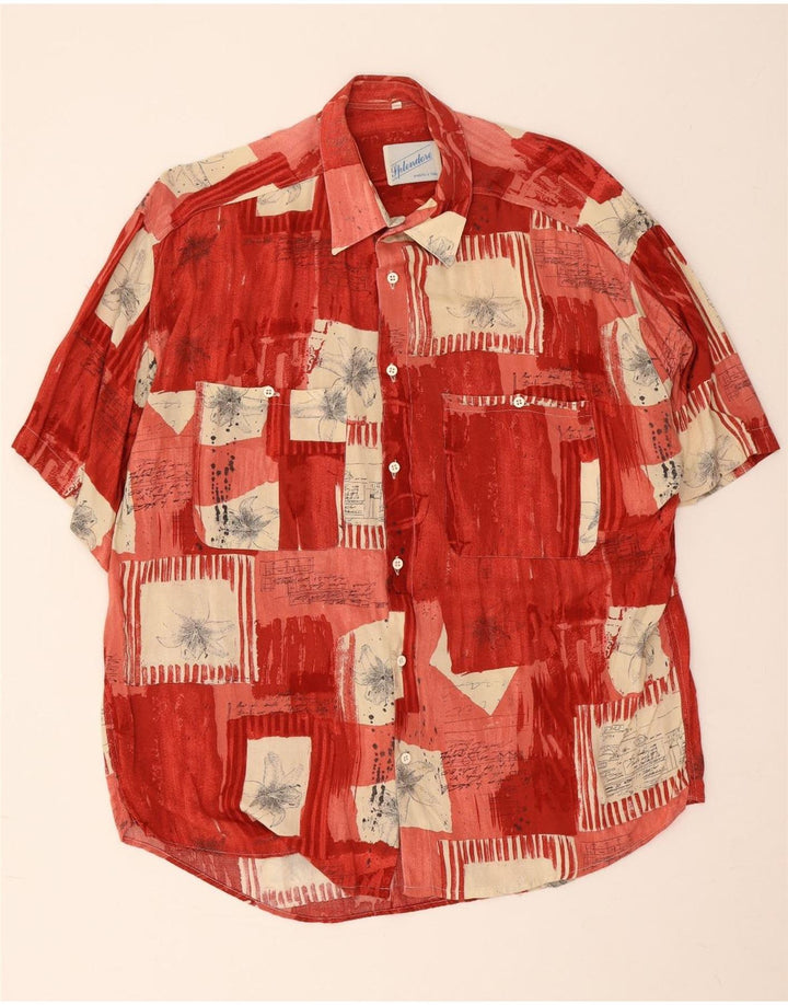 Vintage Mens Short Sleeve Shirt Large Red Patchwork