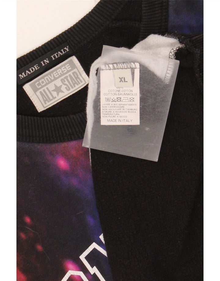 CONVERSE Mens Graphic Sweatshirt Jumper XL Black Tie Dye Cotton