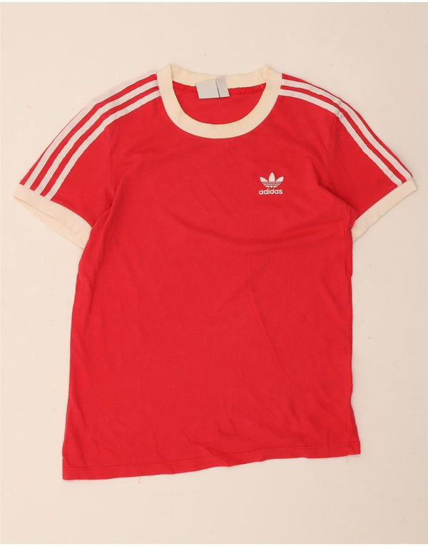 Adidas Womens T-Shirt Top UK 10 Small Red Cotton