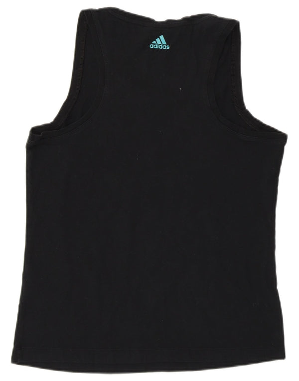ADIDAS Womens Graphic Vest Top UK 14 Medium Black Cotton