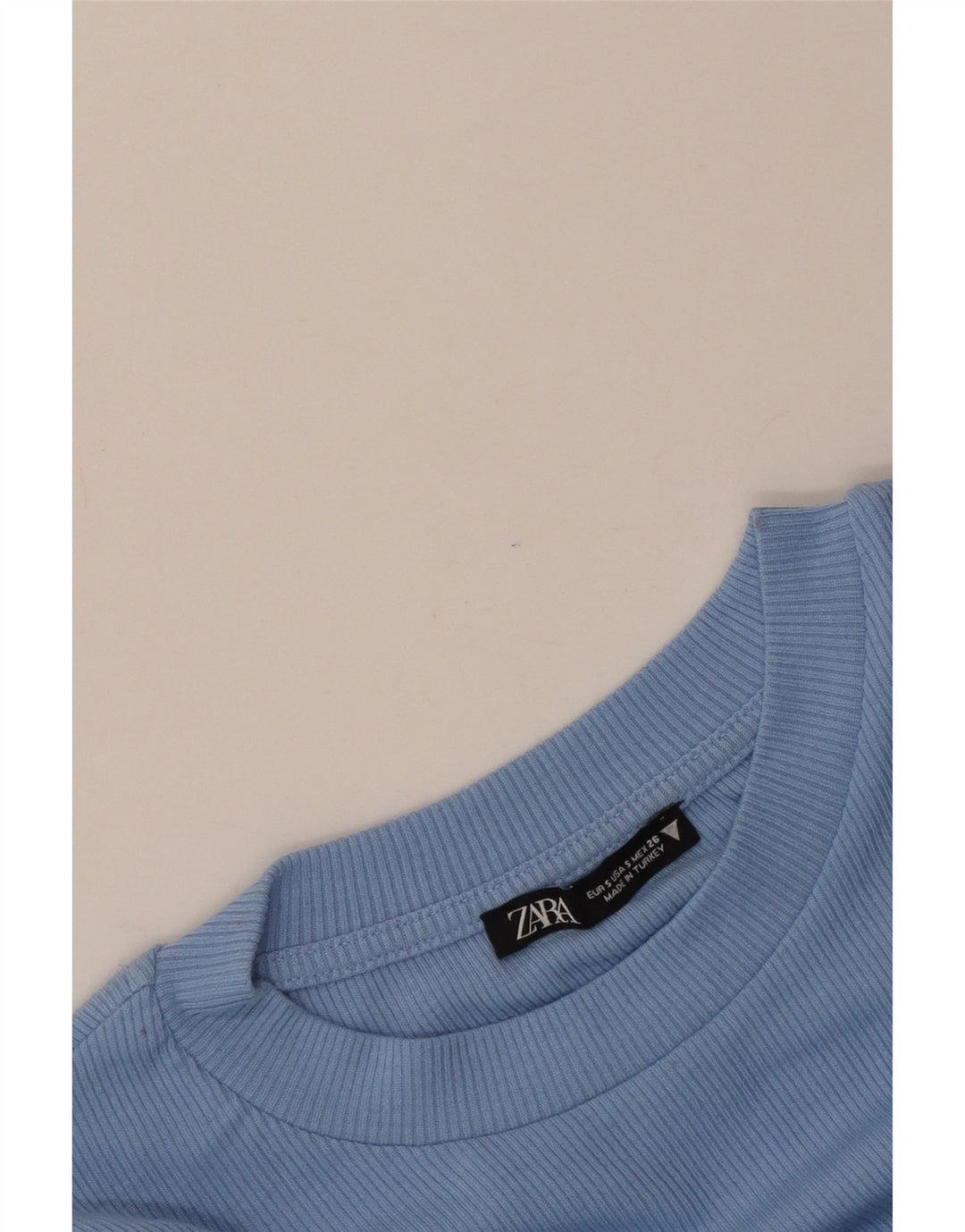 Zara Womens Crop Long Sleeve Blouse Top UK 8 Small Blue