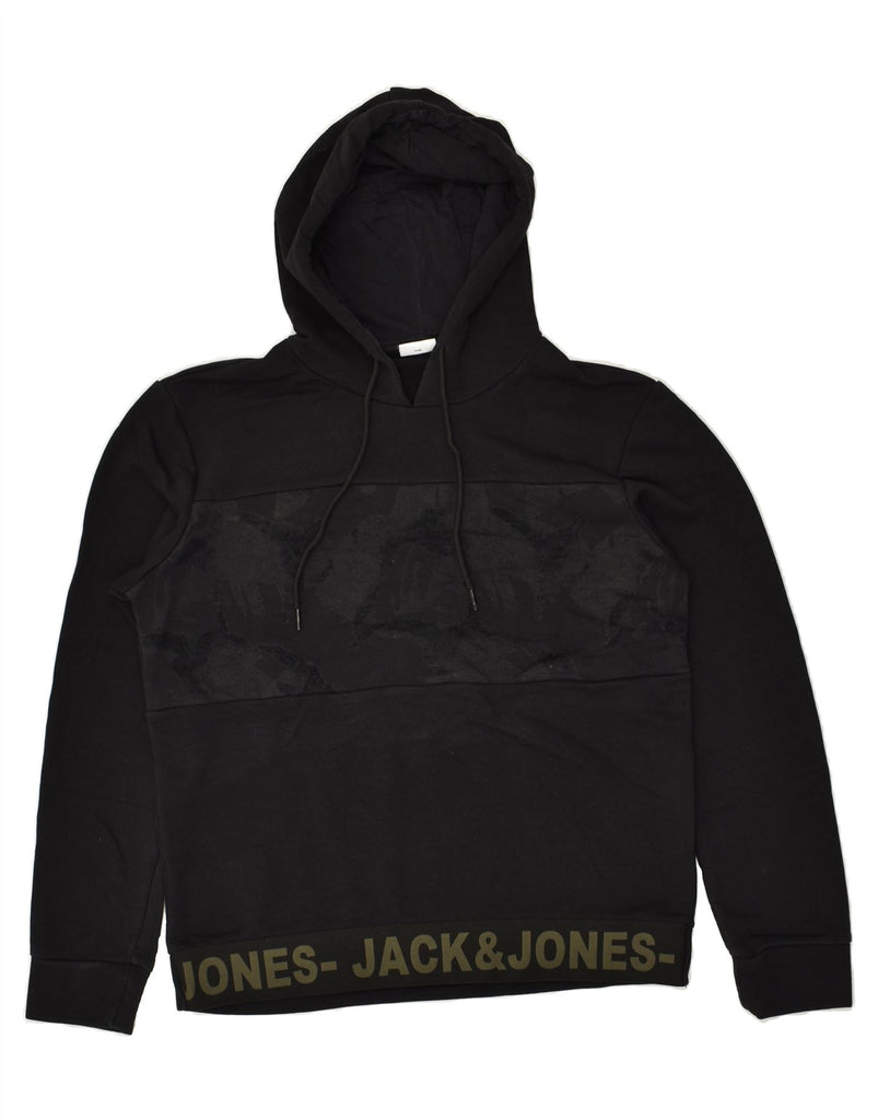 JACK & JONES Mens Graphic Hoodie Jumper Large Black Cotton | Vintage Jack & Jones | Thrift | Second-Hand Jack & Jones | Used Clothing | Messina Hembry 