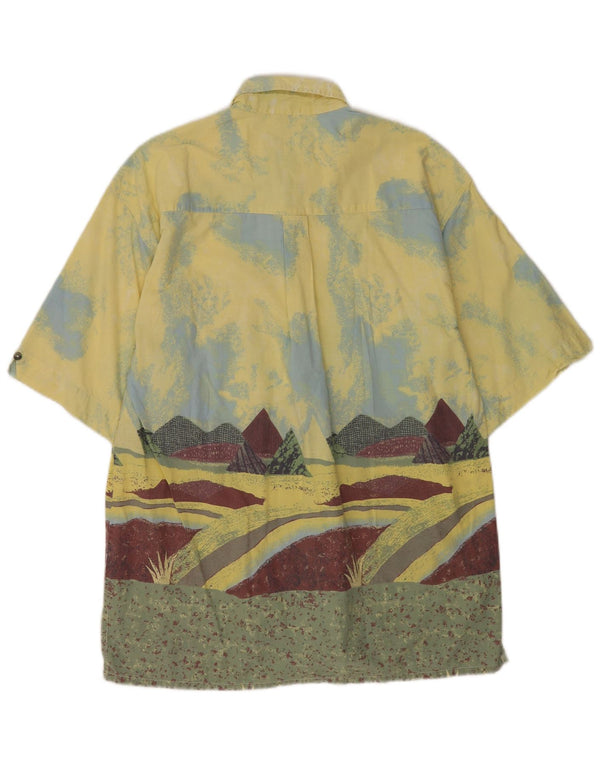 Fieldwork Mens Graphic Short Sleeve Shirt Large Yellow Colourblock