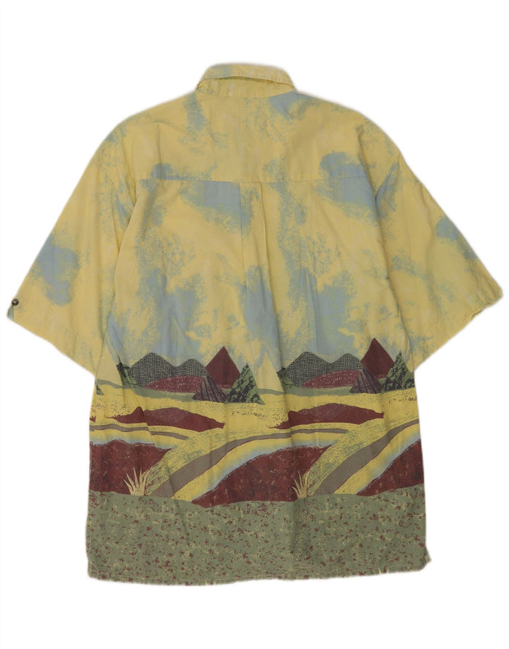 Fieldwork Mens Graphic Short Sleeve Shirt Large Yellow Colourblock