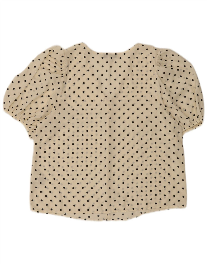 Marks & Spencer Womens Blouse Top UK 16 Large Off White Polka Dot