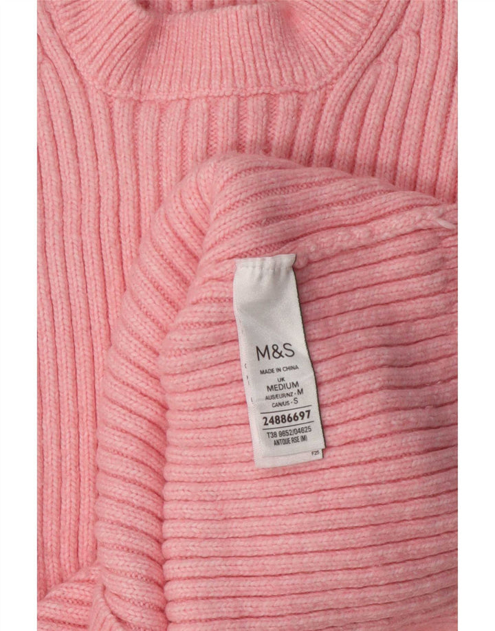 Marks & Spencer Womens Crew Neck Jumper Sweater UK 14 Medium Pink Polyester
