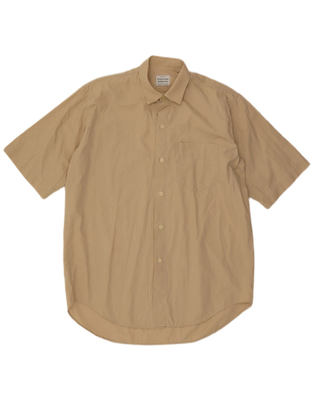 Benetton Mens Short Sleeve Shirt Large Beige