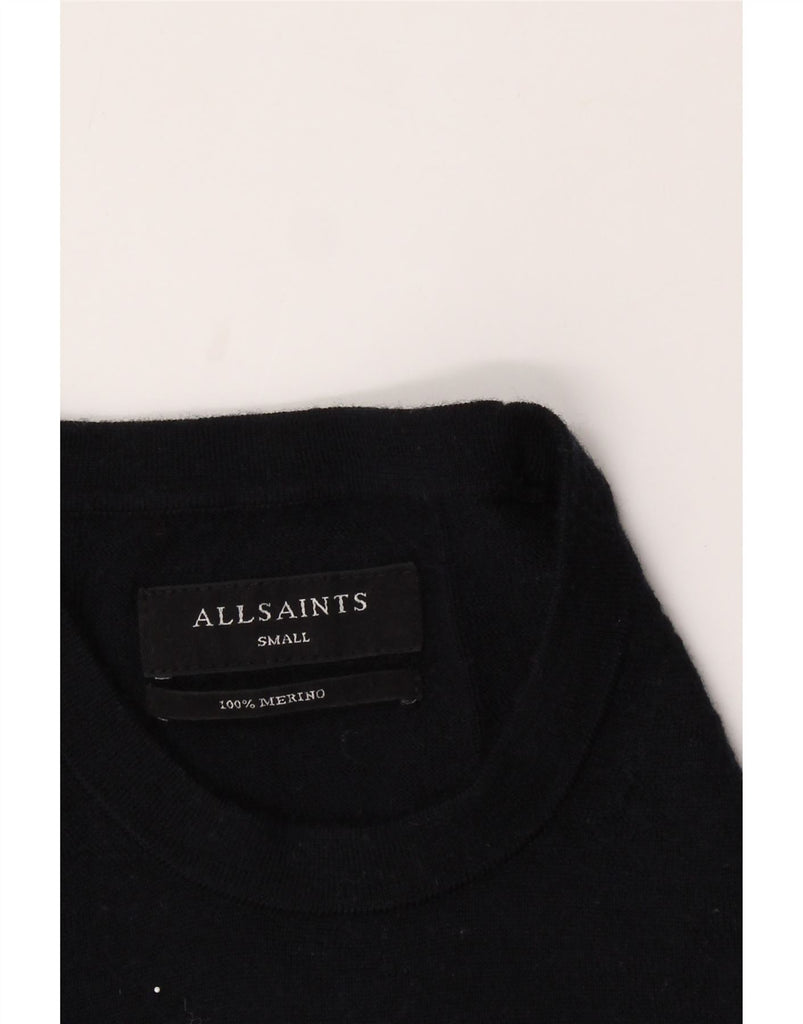 ALL SAINTS Mens Crew Neck Jumper Sweater Small Navy Blue Merino Wool Vintage All Saints and Second-Hand All Saints from Messina Hembry 