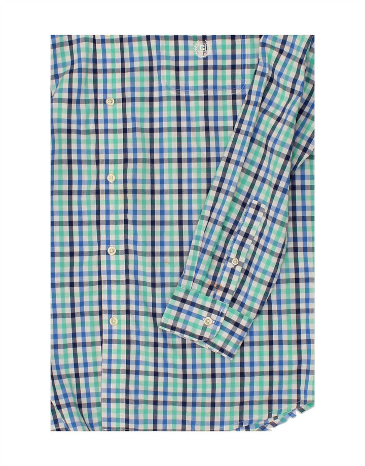 CHAPS Mens Shirt 2XL Turquoise Check Cotton Vintage Chaps and Second-Hand Chaps from Messina Hembry 