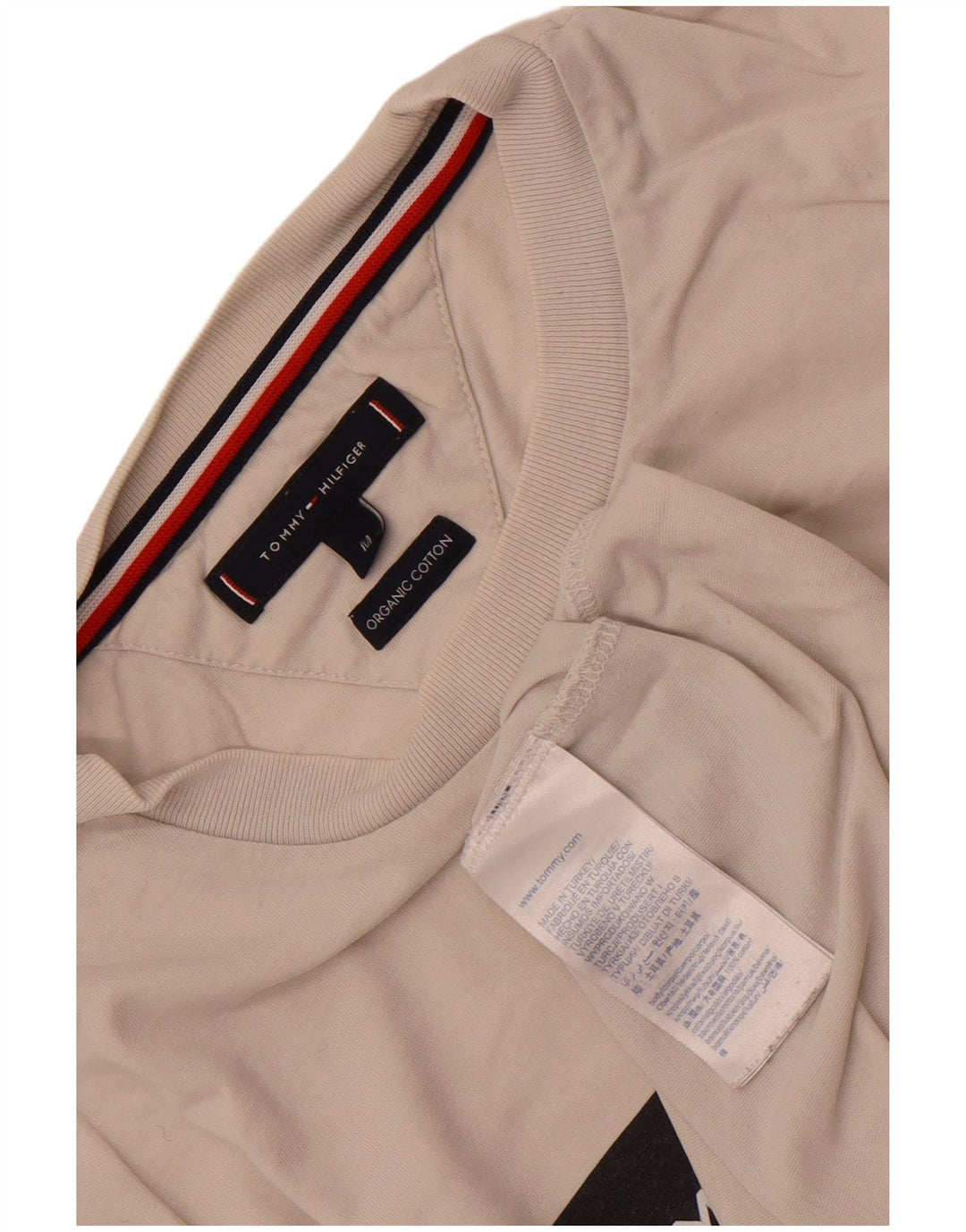 Tommy Hilfiger Mens Graphic T-Shirt Top Medium White Cotton