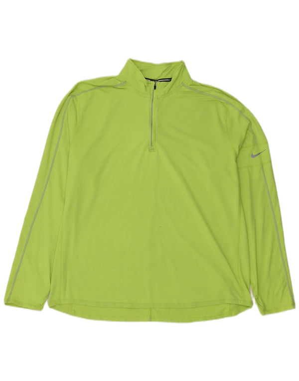 Nike Mens Dri Fit Zip Neck Pullover Tracksuit Top 2XL Green Polyester