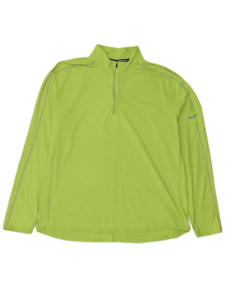 Nike Mens Dri Fit Zip Neck Pullover Tracksuit Top 2XL Green Polyester