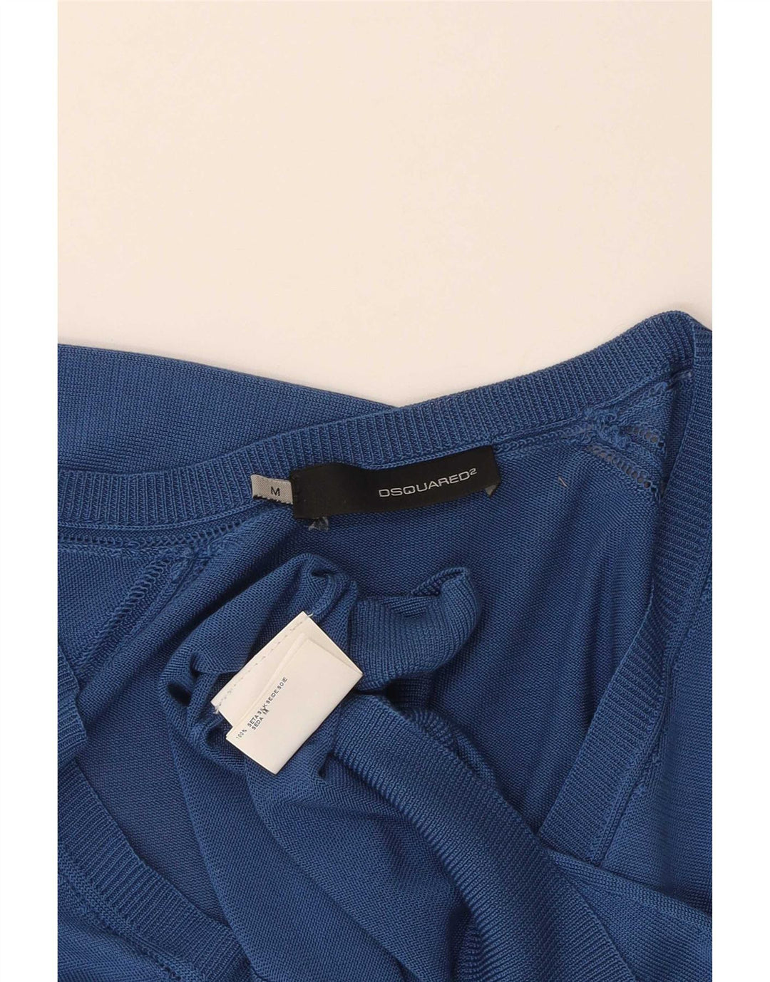 Dsquared2 Womens V-Neck Jumper Sweater UK 12 Medium Blue Silk