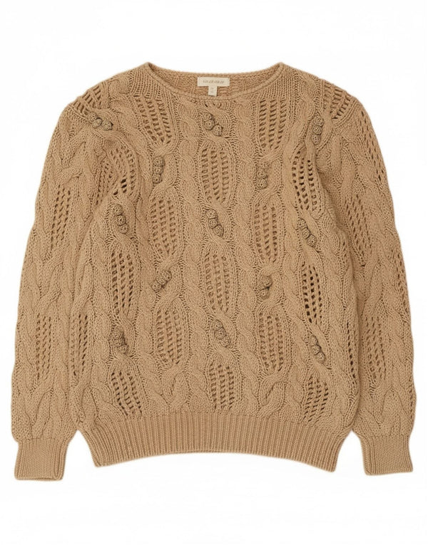 Madeleine Womens See Through Boat Neck Jumper Sweater EU 40/42 Medium Beige