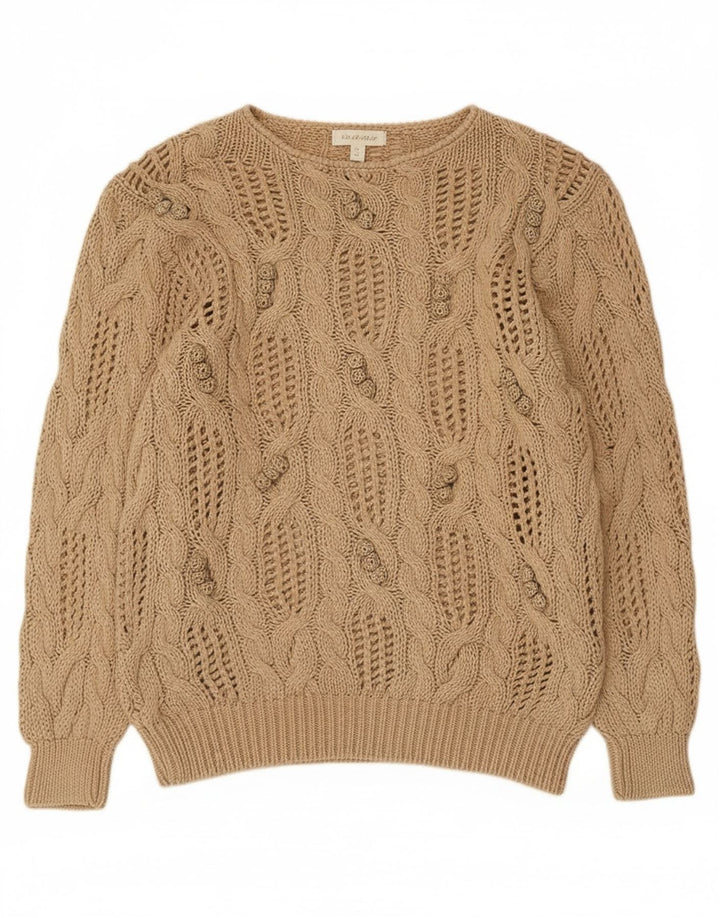 Madeleine Womens See Through Boat Neck Jumper Sweater EU 40/42 Medium Beige