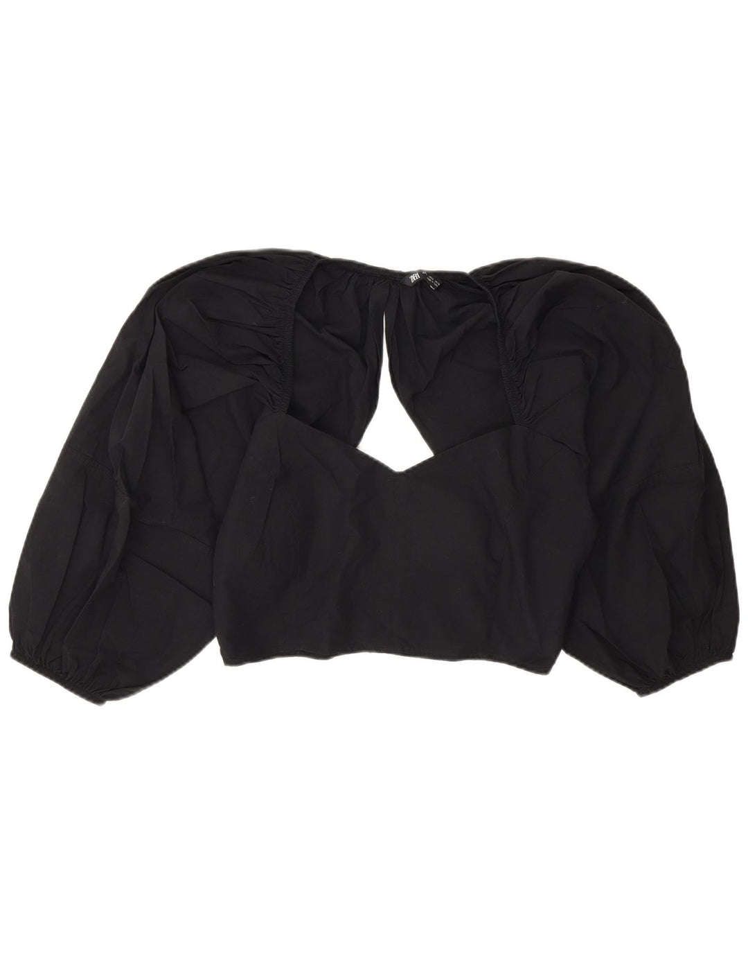 Zara Womens Crop Blouse Top UK 14 Large Black