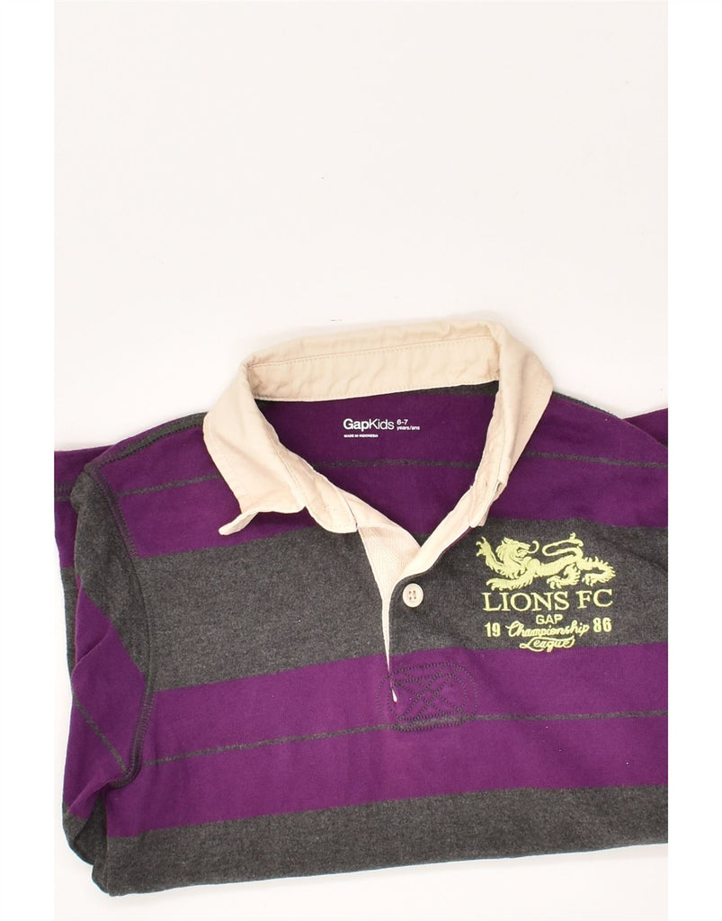 GAP Boys Graphic Long Sleeve Rugby Polo Shirt 6-7 Years Purple Striped | Vintage Gap | Thrift | Second-Hand Gap | Used Clothing | Messina Hembry 