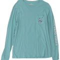 VINEYARD VINES Mens Graphic Top Long Sleeve Small Turquoise Cotton