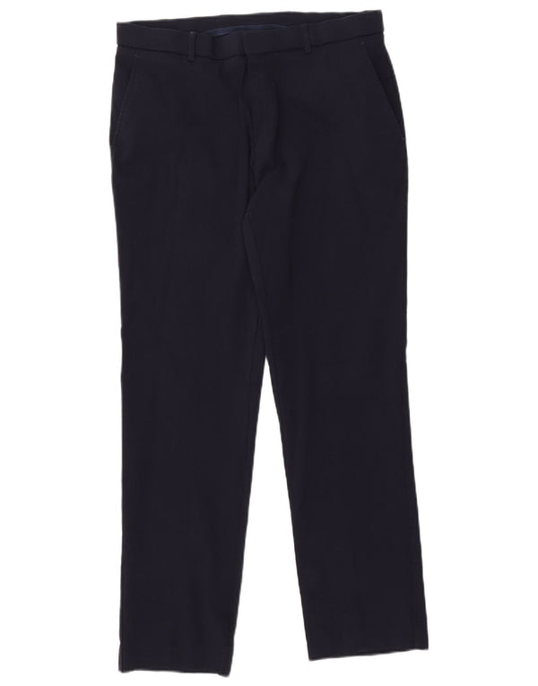 TOMMY HILFIGER Mens Straight Chino Trousers W34 L30 Navy Blue Rayon