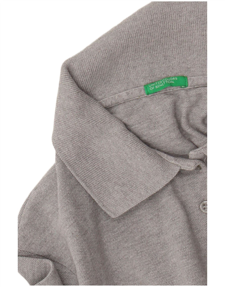 Benetton Womens Polo Shirt UK 12 Medium Grey