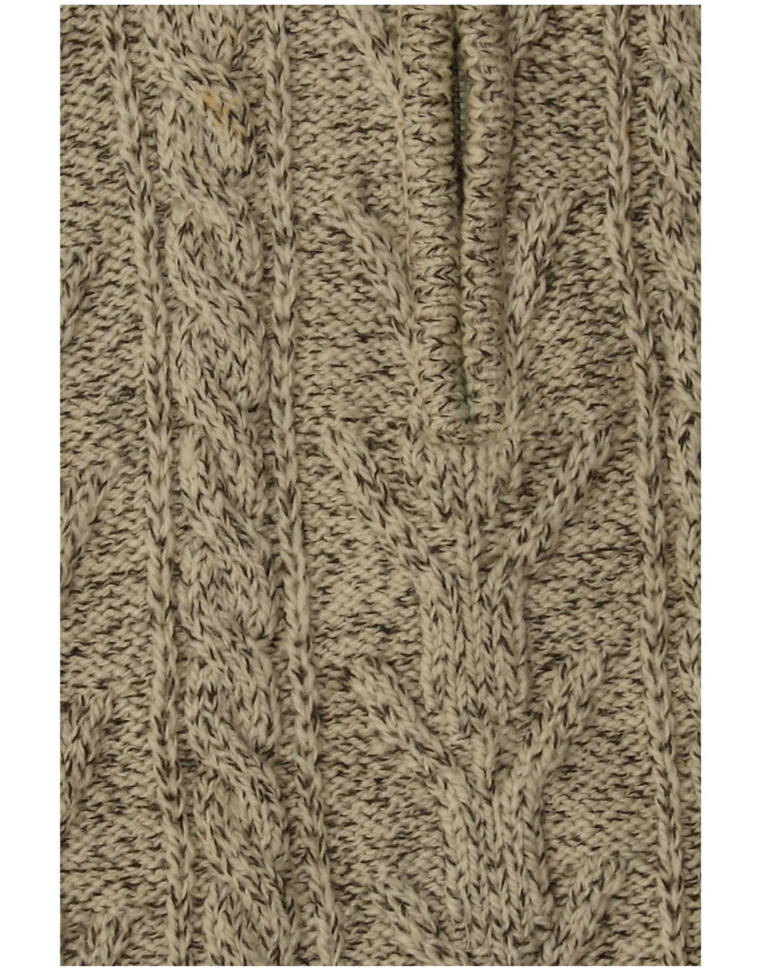 SUPERDRY Mens Zip Neck Jumper Sweater XL Beige Flecked Acrylic