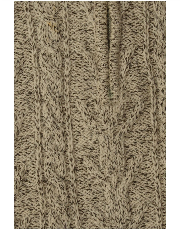 SUPERDRY Mens Zip Neck Jumper Sweater XL Beige Flecked Acrylic