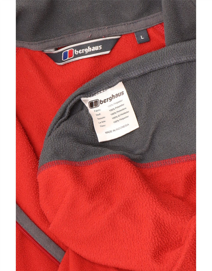 Berghaus Mens Zip Neck Fleece Jumper Large Red Colourblock Polyester