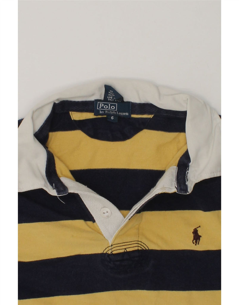 POLO RALPH LAUREN Boys Long Sleeve Polo Shirt 5-6 Years Yellow Striped | Vintage Polo Ralph Lauren | Thrift | Second-Hand Polo Ralph Lauren | Used Clothing | Messina Hembry 