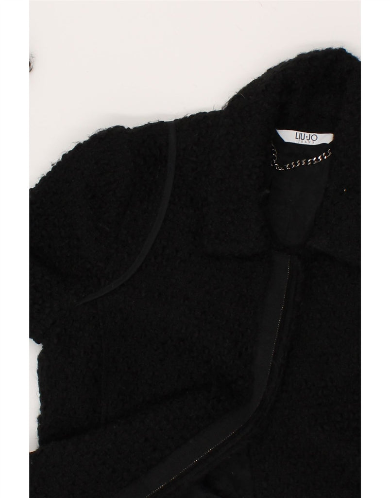 LIU JO Womens Overcoat IT 42 Medium Black Acrylic | Vintage Liu Jo | Thrift | Second-Hand Liu Jo | Used Clothing | Messina Hembry 