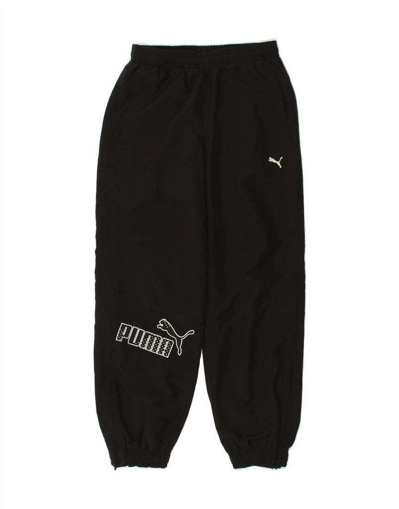 PUMA Boys Graphic Tracksuit Trousers Joggers 11-12 Years Black Polyester | Vintage Puma | Thrift | Second-Hand Puma | Used Clothing | Messina Hembry 