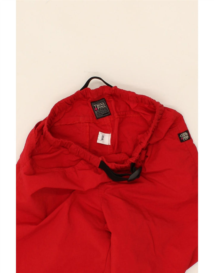 THINK PINK Girls Tracksuit Trousers 9-10 Years Red Nylon Vintage Think Pink and Second-Hand Think Pink from Messina Hembry 