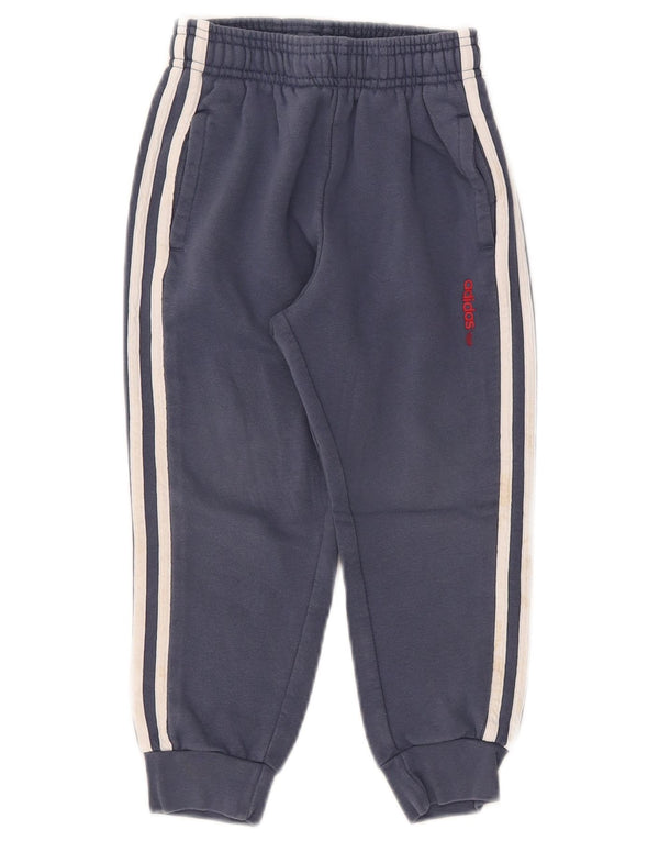 Adidas Boys Tracksuit Trousers Joggers 5-6 Years Navy Blue Cotton