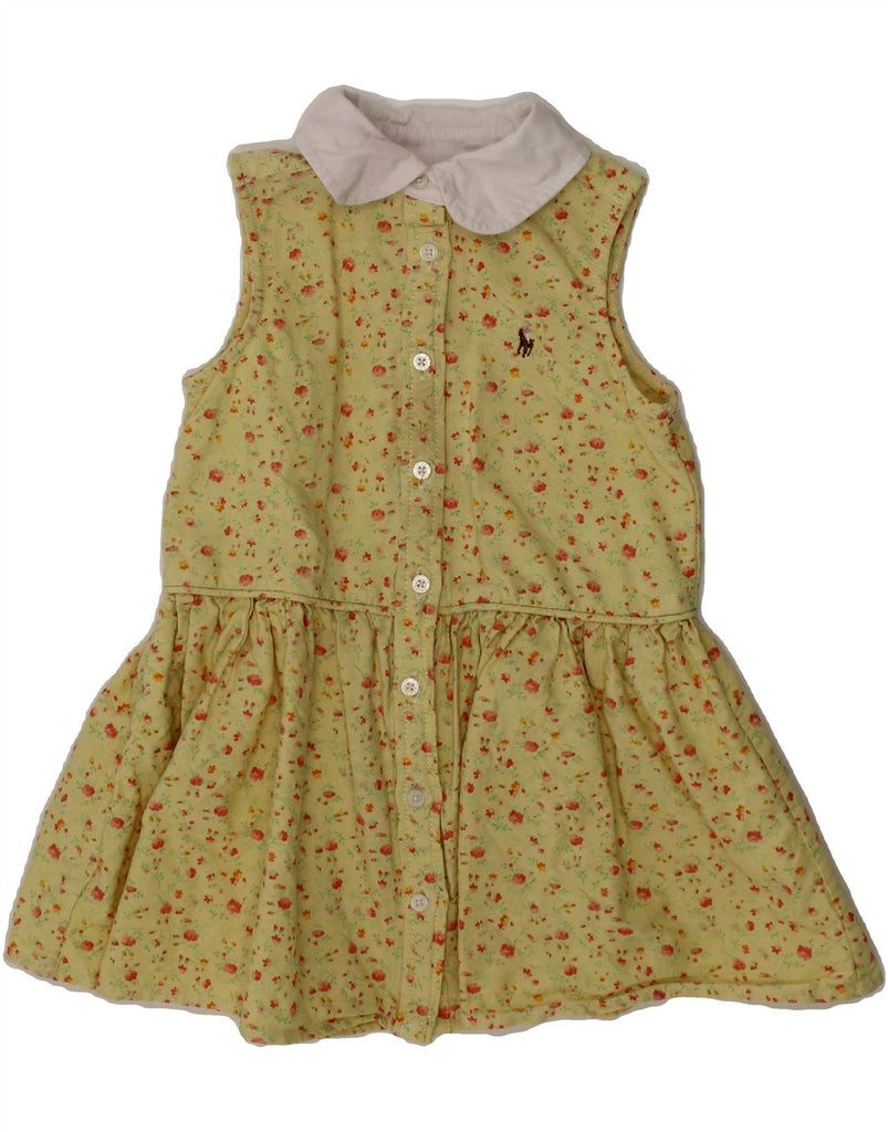 POLO RALPH LAUREN Baby Girls Shirt Dress 18-24 Months Yellow Floral Vintage Polo Ralph Lauren and Second-Hand Polo Ralph Lauren from Messina Hembry 