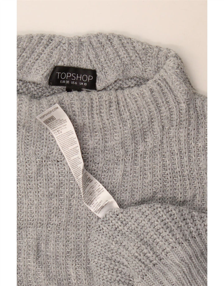 Topshop Womens Oversized Vest Tank Top UK 10 Small Grey Acrylic