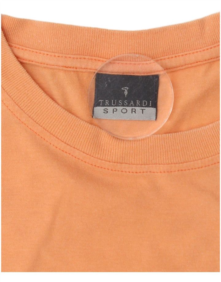 TRUSSARDI Mens T-Shirt Top Medium Orange Colourblock