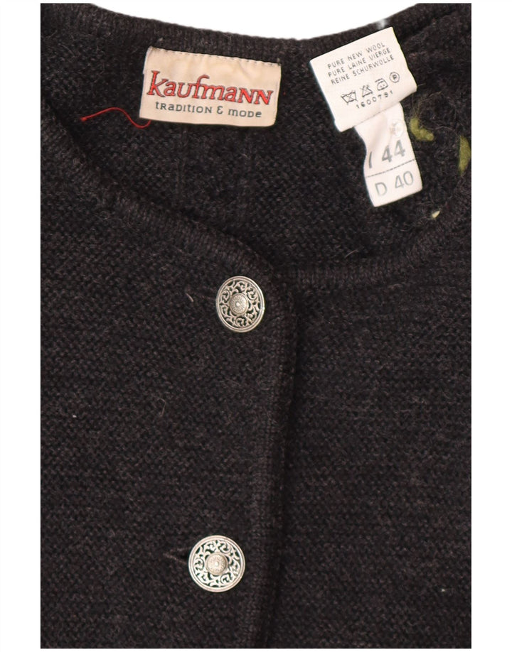 KAUFMANN Womens Cardigan Sweater IT 44 Medium Grey Floral Wool