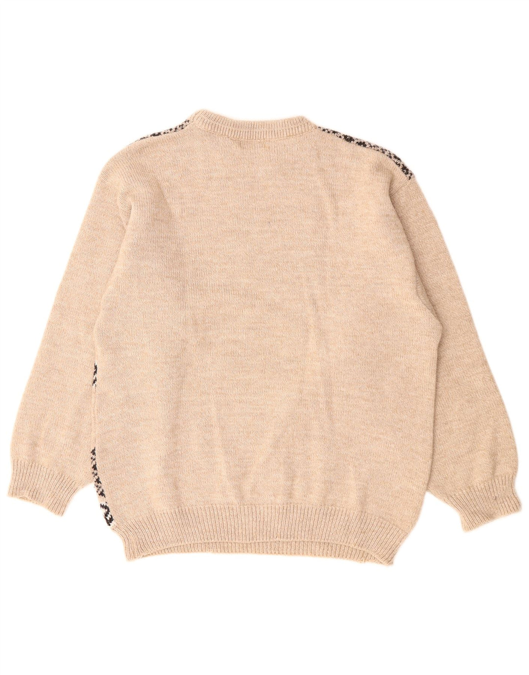Barisal Mens Boat Neck Jumper Sweater Medium Beige Fair Isle Polyacrylic