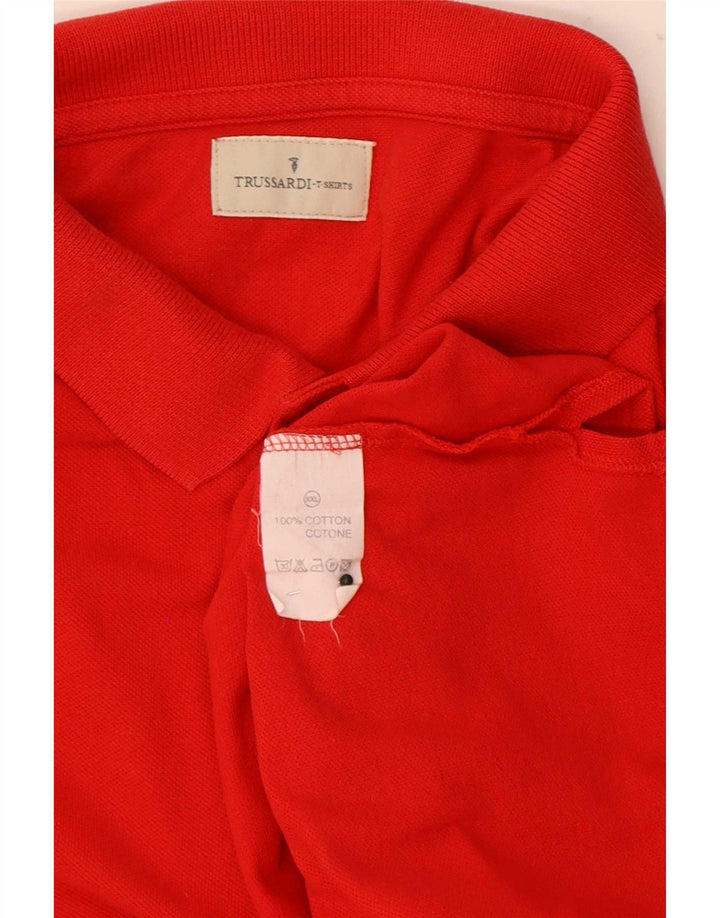 Trussardi Jeans Mens Polo Shirt 2XL Red Cotton