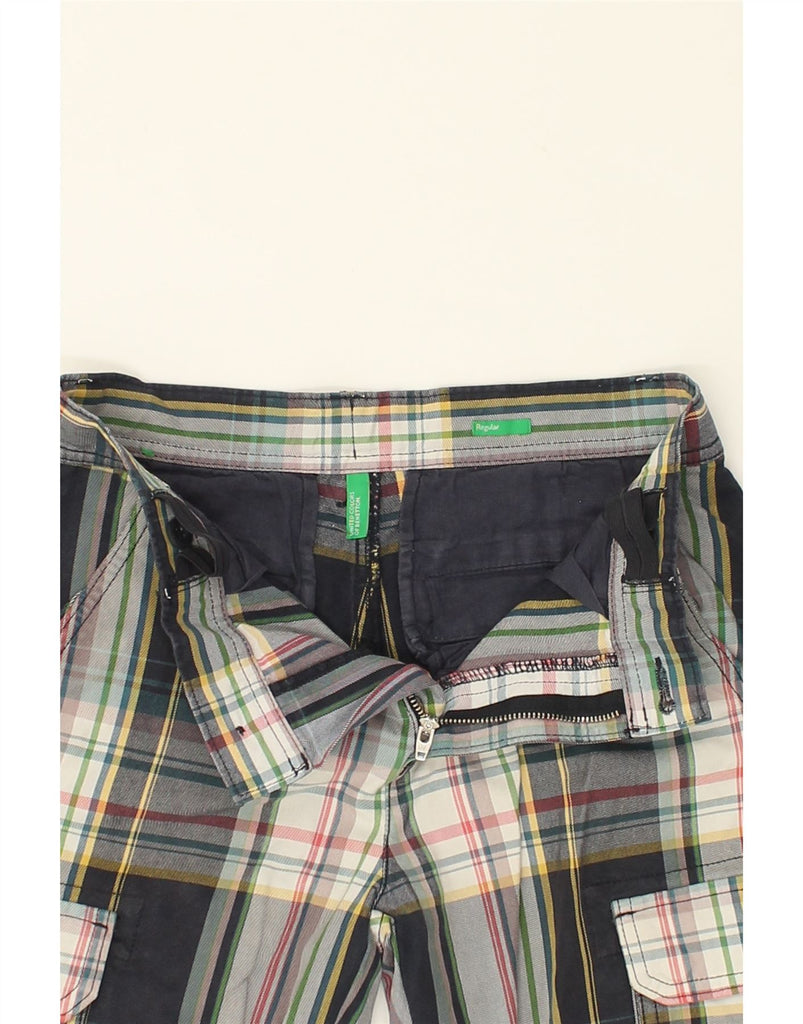 BENETTON Boys Cargo Shorts 15-16 Years W28 Grey Check | Vintage Benetton | Thrift | Second-Hand Benetton | Used Clothing | Messina Hembry 