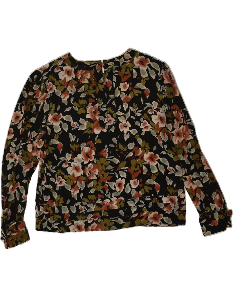 DIANA BENTALLS Womens Long Sleeve Blouse Top UK 14 Large Black Floral | Vintage Diana Bentalls | Thrift | Second-Hand Diana Bentalls | Used Clothing | Messina Hembry 