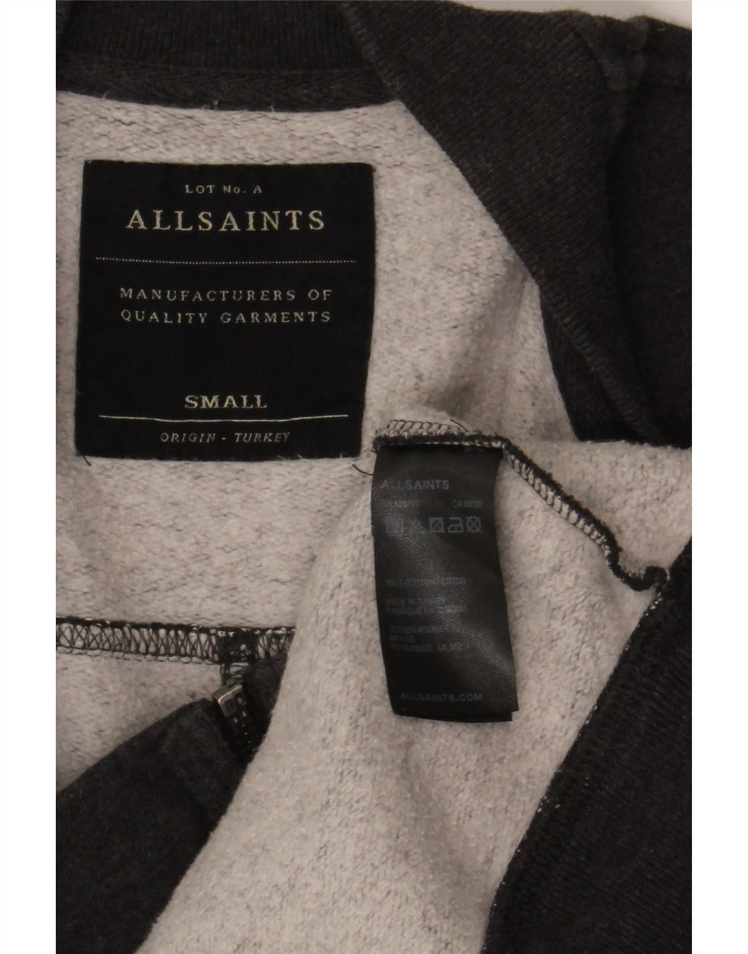 All Saints Mens Tracksuit Top Jacket Small Grey Cotton