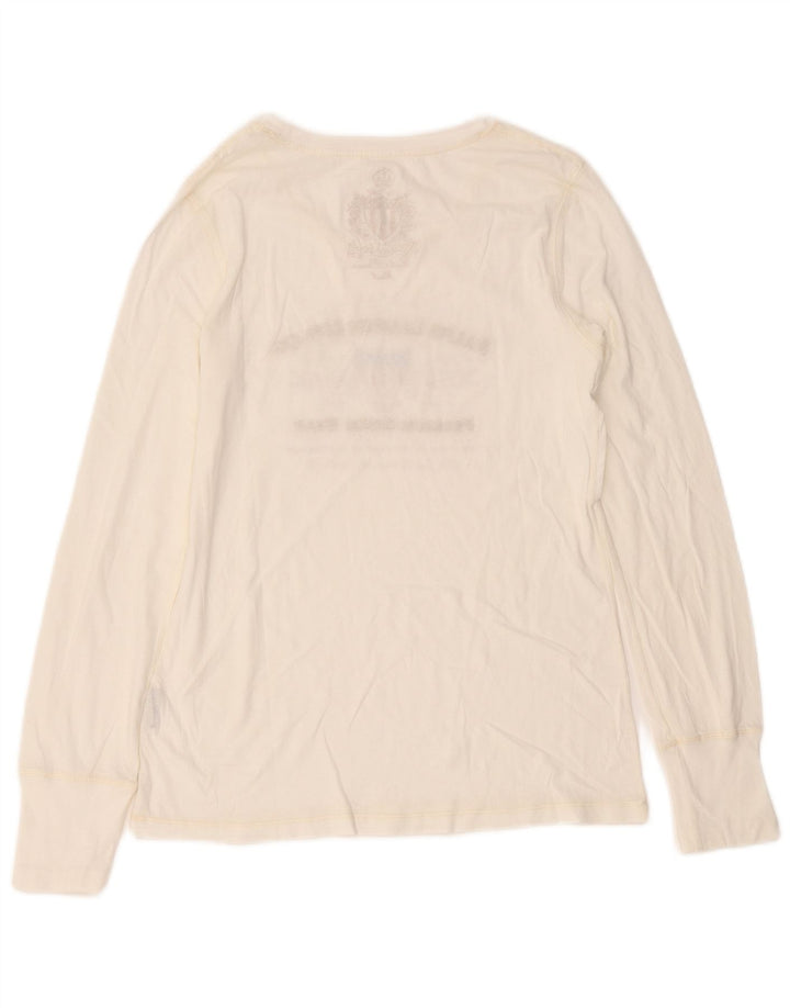 Ralph Lauren Womens Graphic Top Long Sleeve UK 8 Small White