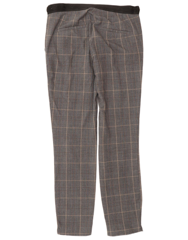 Zara Womens Slim Suit Trousers XS W24 L27 Grey Check Polyester