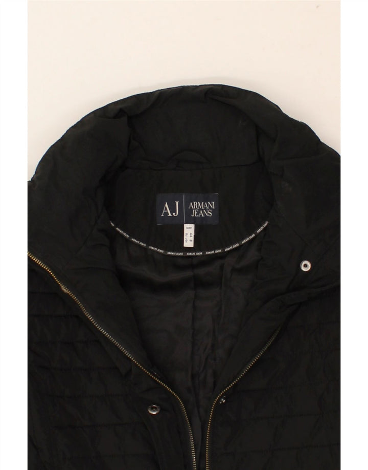 ARMANI JEANS Womens Padded Coat US 8 Medium Black Polyester Vintage Armani Jeans and Second-Hand Armani Jeans from Messina Hembry 